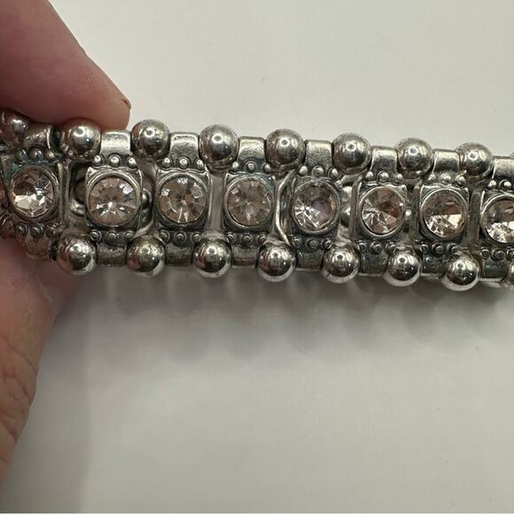 Light Pink Rhinestone Stretch Bracelet Unbranded Silver tone Retro - Picture 11 of 12
